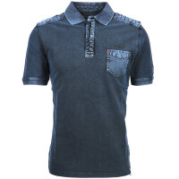 Mode Monte Carlo Polo-Shirt Knopf Strickkragen Jeansblau