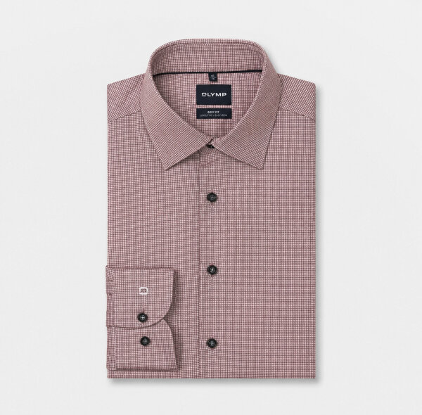 OLYMP Level Five langarm Hemd, Faux Uni dunkelrot
