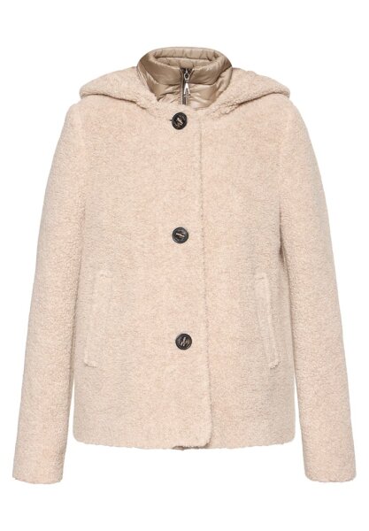 Gil Bret Damen Wollstoff Teddy Jacke mit Kapuze, beige