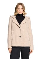 Gil Bret Damen Wollstoff Teddy Jacke mit Kapuze, beige