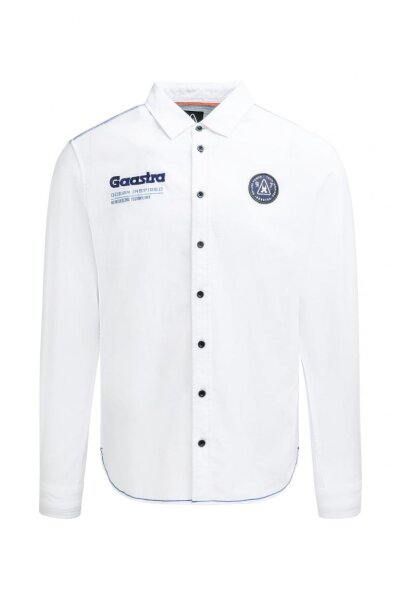 Gaastra Strukturiertes Herren Langarmhemd mit Logo-Stickerei, weiß