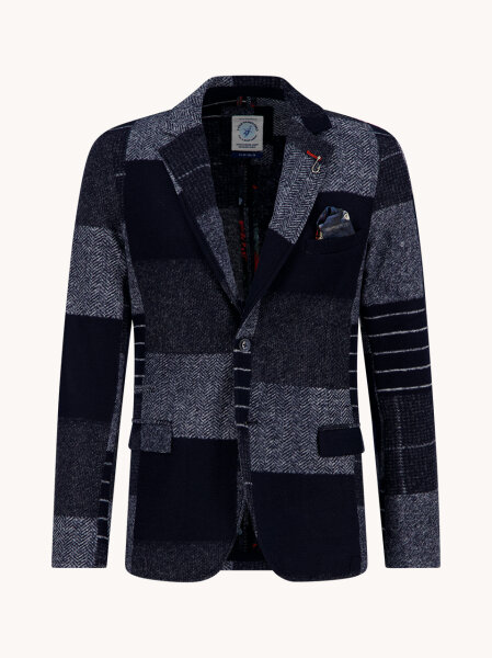 A Fish Named Fred Sakko Blazer Patchwork marine blau