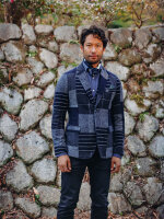 A Fish Named Fred Sakko Blazer Patchwork marine blau