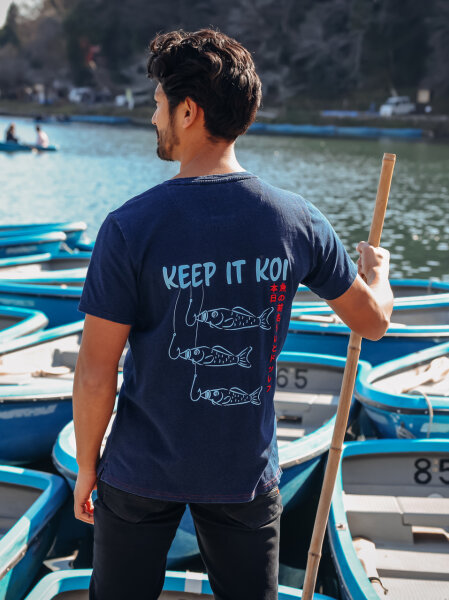 A Fish Named Fred T-Shirt Rundhals "keep it koi" Navy blau