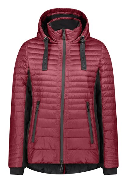 Gil Bret kurze Damen Windjacke gesteppt mit Kapuze, dunkelrot schwarz