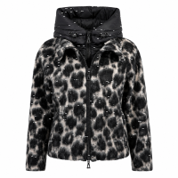AMBER & JUNE Damen kurze Wollstoff Jacke gemusterst...