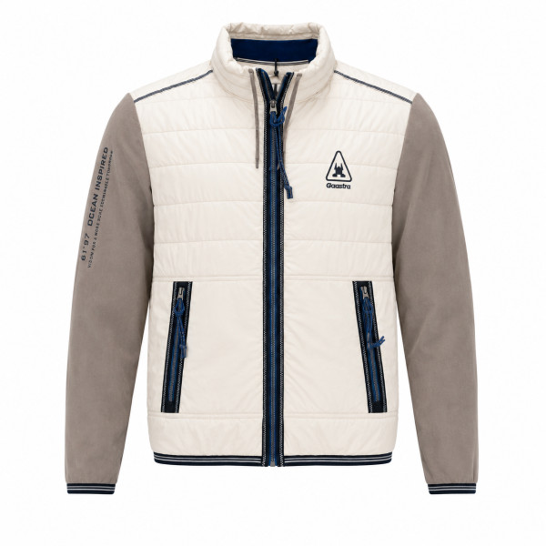 Gaastra Herren Fleecejacke im Materialmix  mit Tape-Details, beige