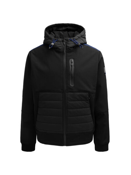 Gaastra Herren Softshelljacke mit Steppkapuze, schwarz