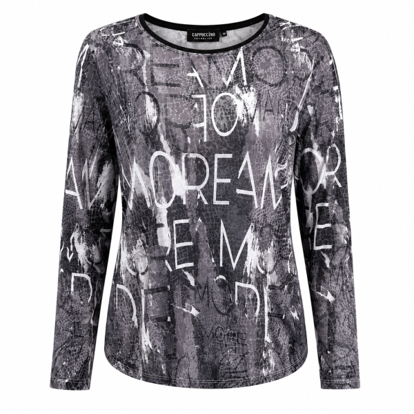 Capuccino Damen Ausbrenner Shirt, anthra weiß