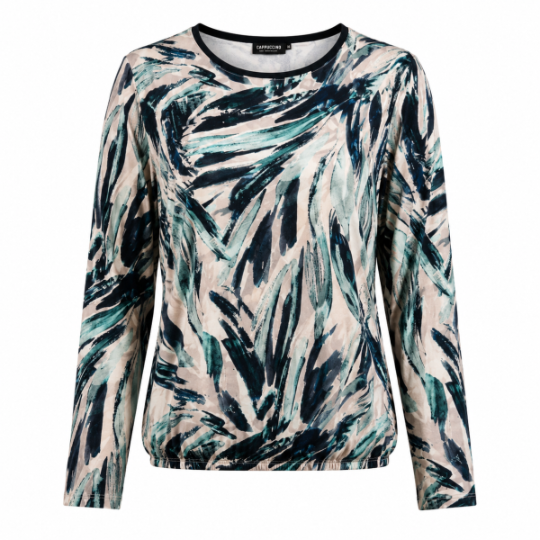Capuccino Damen Shirt, schwarz auqa mix