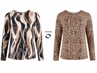 Capuccino Damen Ausbrenner Drehshirt abstraktes/Leo...