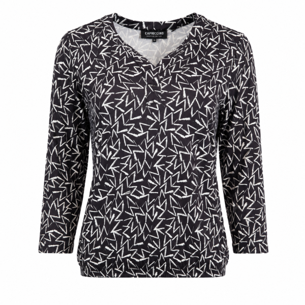 Capuccino Damen Blusen Shirt, schwarz weiß