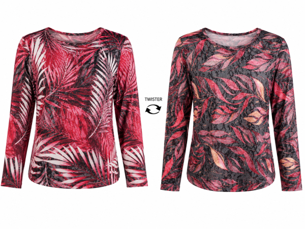 Capuccino Damen Ausbrenner Drehshirt, rot weiß mix