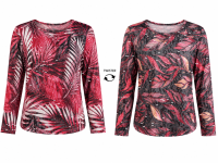 Capuccino Damen Ausbrenner Drehshirt, rot weiß mix