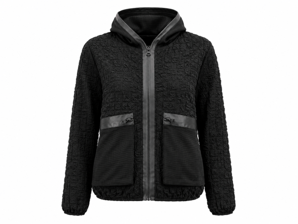 Capuccino Damen Kapuzenjacke im Materialmix, schwarz