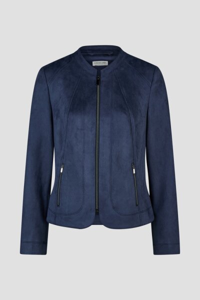 Barbara Lebek Damen Waschleder Blazer mit Reißverschluss in navy blau