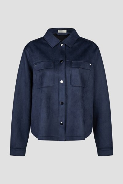 Barbara Lebek Damen Waschleder Blazer Jacke in navy blau
