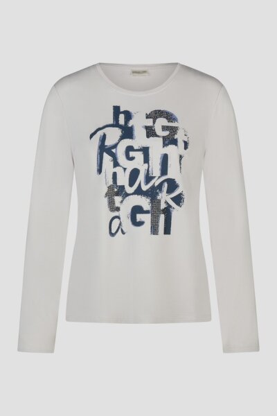 Barbara Lebek Damen Langarmshirt mit Druck, weiß blau