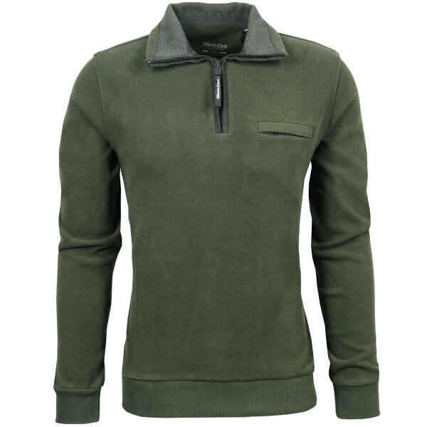 Mode Monte Carlo Herren Sweatshirt mit Troyer Zip, Dunkelgrün