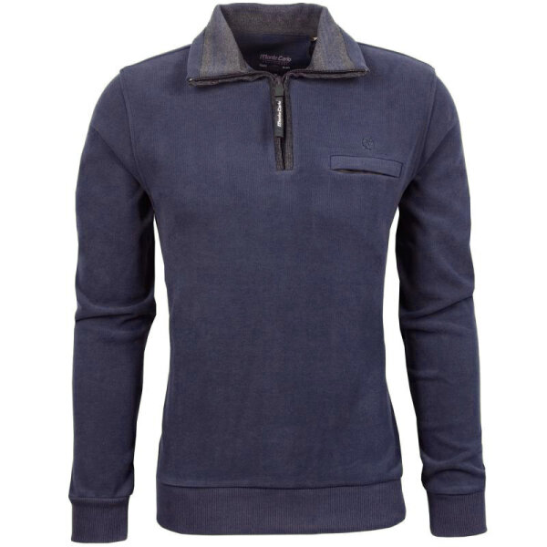 Mode Monte Carlo Herren Sweatshirt mit Troyer Zip, Marine