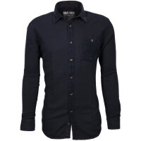 Mode Monte Carlo Herren Hemd Langarm Kent Kragen, Jeansblau