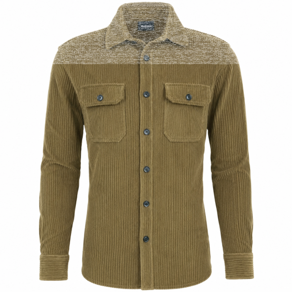 Mode Monte Carlo Herren Overshirt Hemd Jacke Kent-Kragen, Camel braun
