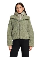 AMBER & JUNE Damen Plüsch Jacke mit Kapuze,...