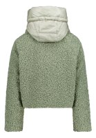 AMBER & JUNE Damen Plüsch Jacke mit Kapuze, grün