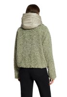 AMBER & JUNE Damen Plüsch Jacke mit Kapuze, grün