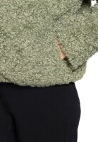 AMBER & JUNE Damen Plüsch Jacke mit Kapuze, grün