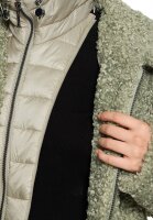 AMBER & JUNE Damen Plüsch Jacke mit Kapuze, grün