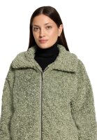 AMBER & JUNE Damen Plüsch Jacke mit Kapuze, grün