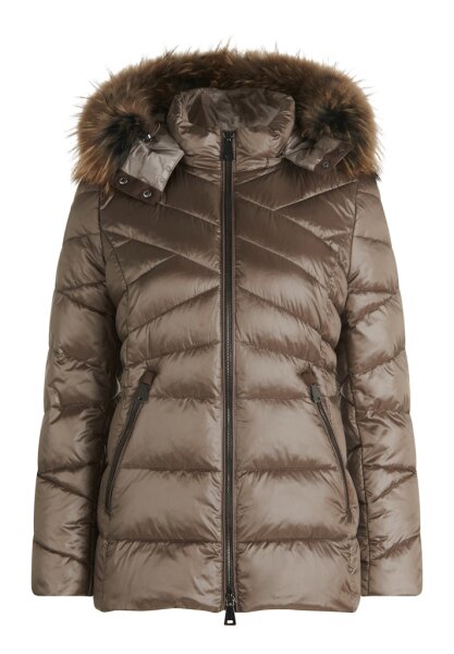 Gil Bret Damen Winter Steppjacke mit Kapuze und Pelz, Dark Earth braun