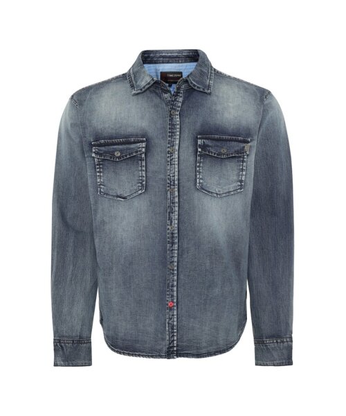 TIMEZONE Herren Denim Langarm Hemd, blue used