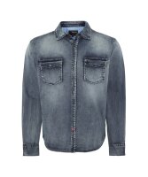 TIMEZONE Herren Denim Langarm Hemd, blue used