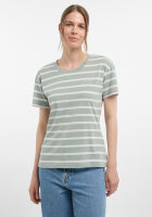 ELBSAND Damen kurzarm streifen Shirt Uumi, Silt Green
