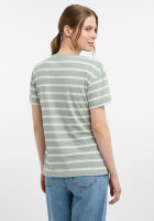 ELBSAND Damen kurzarm streifen Shirt Uumi, Silt Green