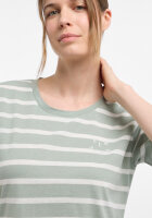 ELBSAND Damen kurzarm streifen Shirt Uumi, Silt Green