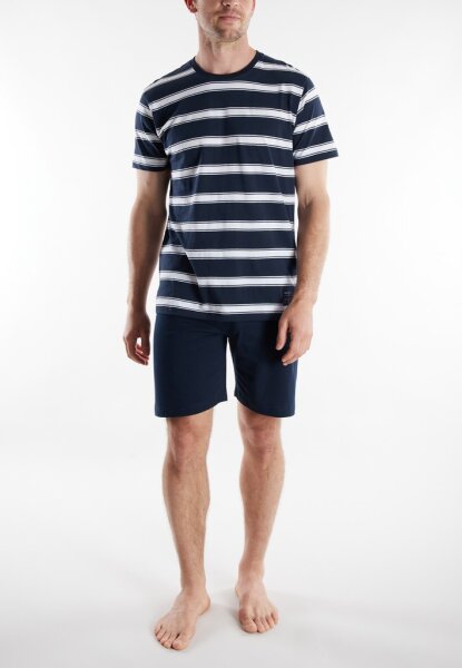 TOM TAILOR Herren Schlafanzug Shorty gstreift blau