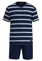 TOM TAILOR Herren Schlafanzug Shorty gstreift blau