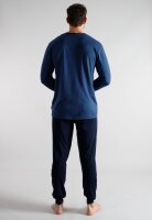TOM TAILOR Herren Schlafanzug Pyjama dunkel blau Ringel, Bündchen