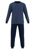 TOM TAILOR Herren Schlafanzug Pyjama dunkel blau Ringel, Bündchen