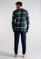 TOM TAILOR Herren Schlafanzug Pyjama grün-dunkel-Ringel, Bündchen