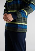 TOM TAILOR Herren Schlafanzug Pyjama grün-dunkel-Ringel, Bündchen