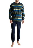 TOM TAILOR Herren Schlafanzug Pyjama grün-dunkel-Ringel, Bündchen