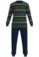 TOM TAILOR Herren Schlafanzug Pyjama grün-dunkel-Ringel, Bündchen
