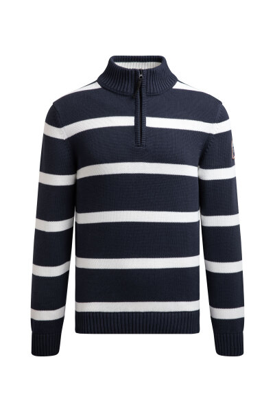 Gaastra Herren Troyer-Pullover mit Streifenmuster, dunkelblau