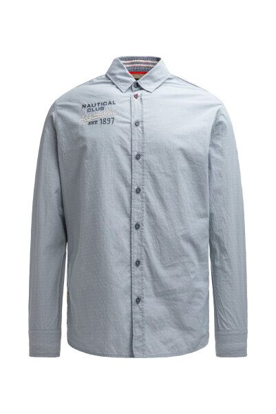 Gaastra Herren Langarmhemd mit Dobby-Webstruktur, blau grau