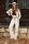 Miss Lagotte Damen Pullover mit  Stehkragen und Teddy Motiv, beige braun
