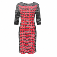 your cameo Damen Kleid 3/4 Arm, schwarz rot minimal